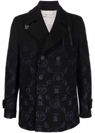 Philipp Plein бушлат с монограммой и эффектом градиента