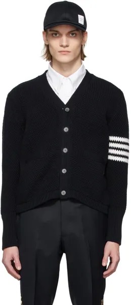 Темно-синий кардиган Seed Stitch с 4 полосами Thom Browne