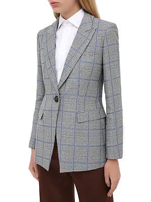 Женский серый однобортный пиджак Emporio Armani с узором -quot;гусиные лапки-quot; 42