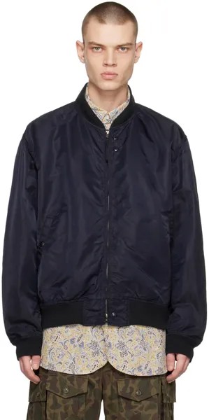 Темно-синий бомбер с отделкой в ​​рубчик Engineered Garments