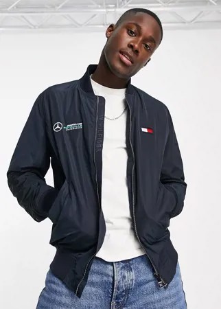 Бомбер с логотипом Tommy Hilfiger-Темно-синий