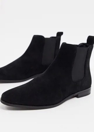 Черные замшевые ботинки челси WALK London Alfie-Черный