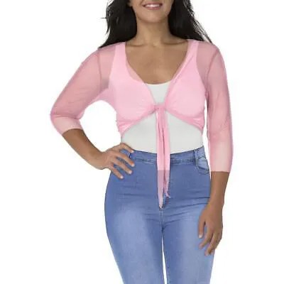 Женское розовое болеро с сетчатой завязкой спереди Connected Apparel Petites 12P BHFO 3334