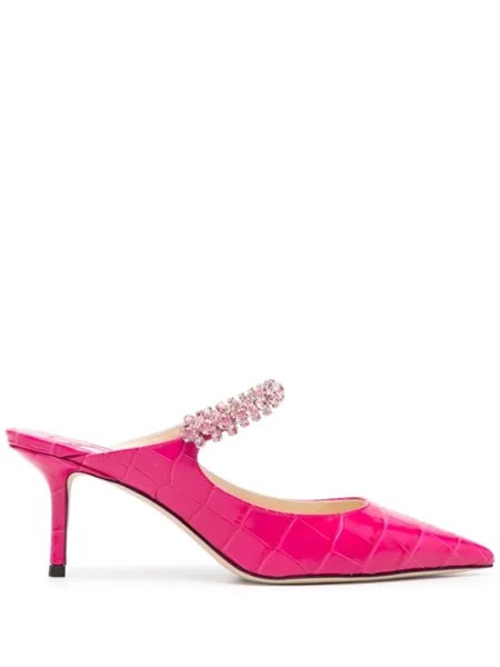 Jimmy Choo мюли Bing 65 с тиснением под крокодила, розовый