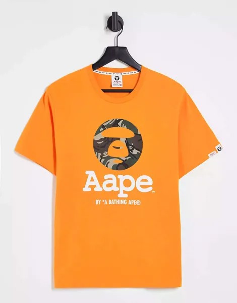 Оранжевая камуфляжная футболка Aape By A Bathing Ape OG Moonface A Bathing Ape
