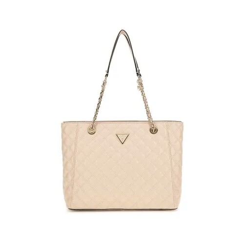 Сумка тоут GUESS, фактура стеганая, бежевый