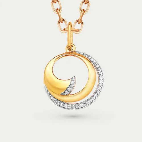 Подвеска GOLD CENTER, красное золото, 585 проба, фианит