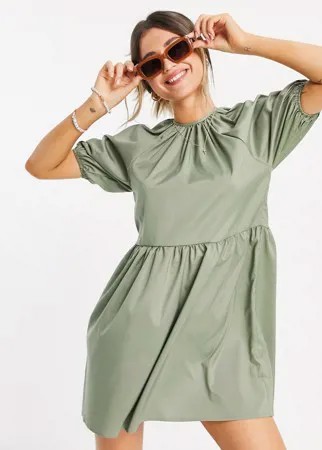Платье с присборенной юбкой цвета хаки Urban Bliss-Зеленый цвет
