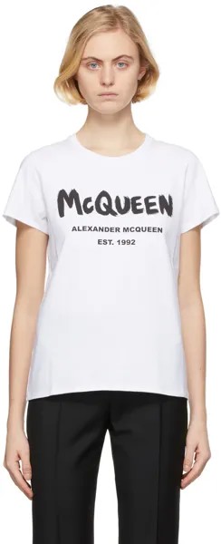 Белая футболка с граффити Alexander McQueen