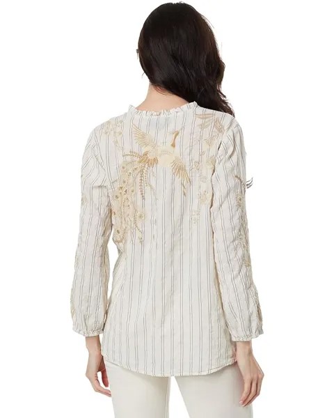 Блуза Johnny Was Calipso Button Neck Field Blouse, цвет Stripe