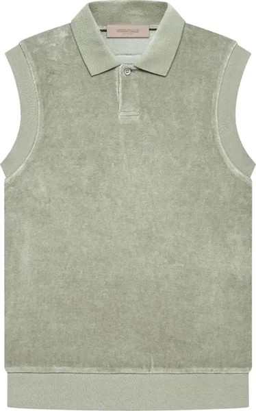 Поло Fear of God Essentials Velour Sleeveless Polo 'Seafoam', зеленый