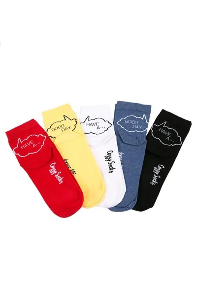 Набор из 5 женских коротких носков с узором «Happy Day» в упаковке Cozzy Socks