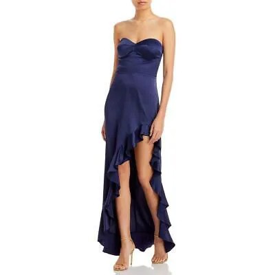 Женское атласное макси-платье Aqua с оборками Hi-Low BHFO 7118