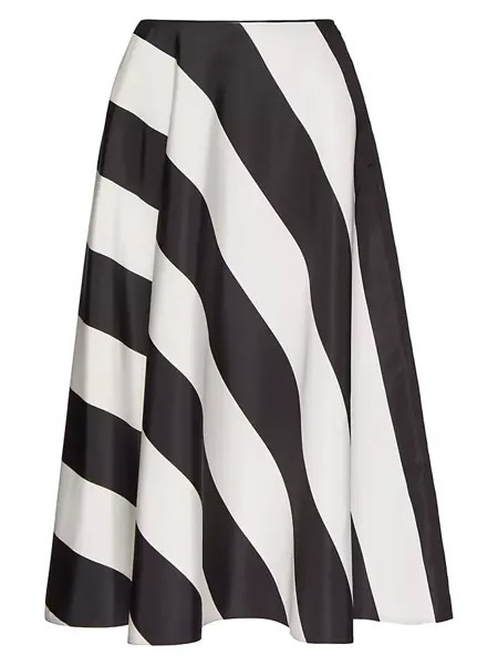 Юбка миди в полоску из крепа Couture Valentino Garavani, цвет ivory black