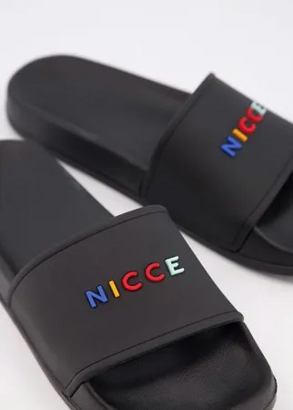 Черные шлепанцы с логотипом Nicce Dallas-Черный цвет
