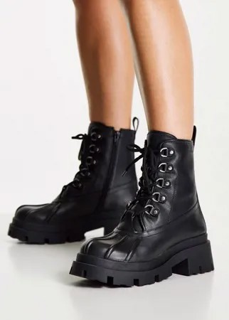 Черные ботинки на шнуровке с защитой от грязи ASOS DESIGN Apex-Черный цвет