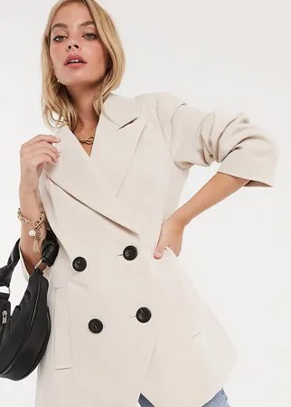 Асимметричный креповый пиджак ASOS DESIGN Petite-Серый