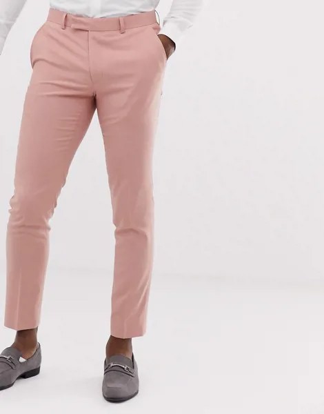 Розовые узкие брюки Moss London-Розовый цвет