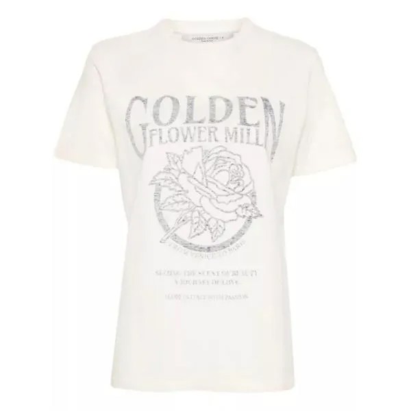 Футболка distressed logo-print cotton t-shirt Golden Goose, белый