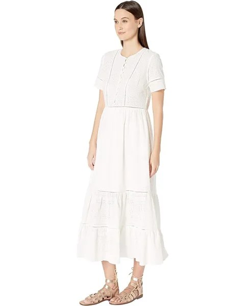 Платье Jonathan Simkhai Embroidered Button Down Tee Dress, белый