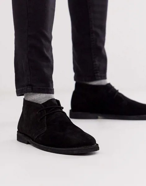 Черные замшевые ботинки чукка ASOS DESIGN-Черный цвет