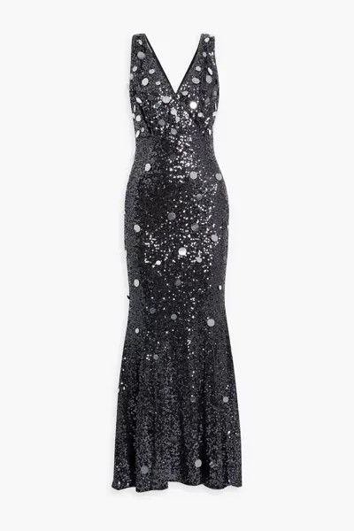 Тюлевое платье с пайетками Badgley Mischka, бронза