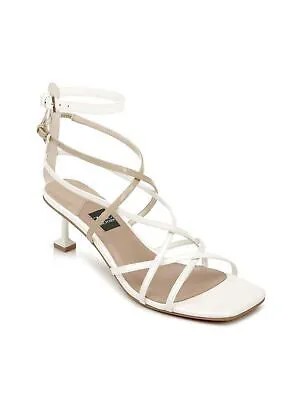 ZAC ZAC POSEN Женские белые кожаные сандалии Angie с квадратным носком на скульптурном каблуке, размер 9,5 м
