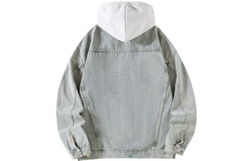 Джинсовая куртка унисекс BOBBY ABLEY, Черный с капюшоном (бесплатная футболка с длинными рукавами)