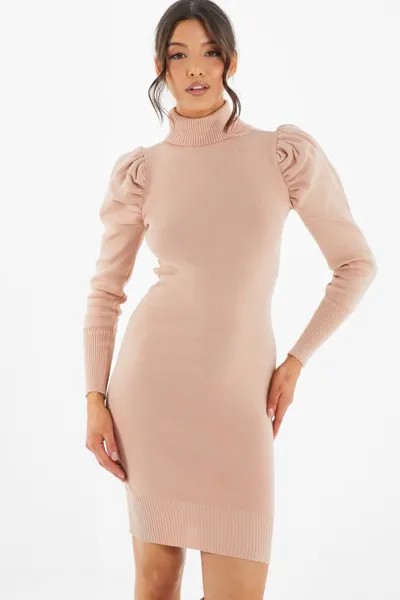 Платье с рукавами-фонариками Stone Knitted QUIZ Clothing