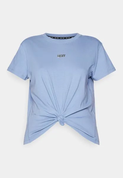 Футболка с принтом Bubble Logo Knot Front Tee DKNY, стоунвош