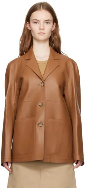 Светло-коричневая чистая кожаная куртка Toteme