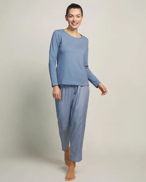 Женская пижама-двойка с длинными брюками Selmark, светло-синий