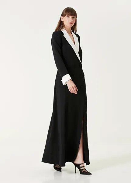 Черно-белое двубортное вечернее платье макси платье-пиджак Tadashi Shoji