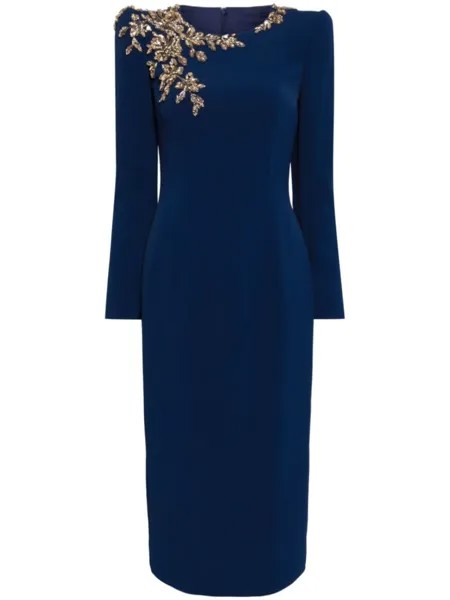 Jenny Packham креповое платье миди Angel Eyes, синий