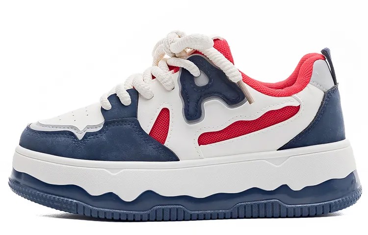 Кроссовки WARRIOR Skateboarding Shoes Women's Low-top Beige/Blue/Red, бежевый/синий/красный