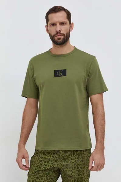 Хлопковая пижамная футболка Calvin Klein Underwear, зеленый