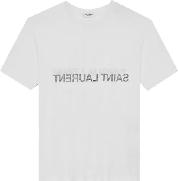 Футболка Saint Laurent Reverse Logo T-Shirt 'Naturel/Noir', черный