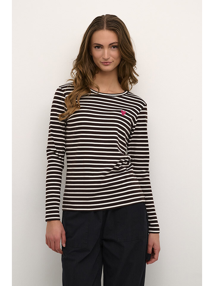 Лонгслив Kaffe Liddy, цвет Braun/Creme