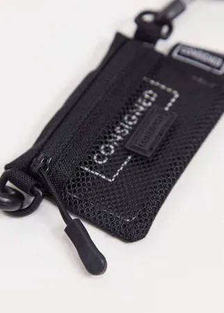Маленькая сумка через плечо для мелочи и кредитных карт Consigned-Черный цвет