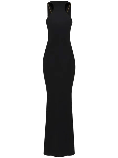 Elisabetta Franchi платье из джерси с ожерельем для красной дорожки, черный