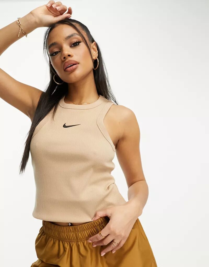 Конопляно-коричневая майка в рубчик Nike Trend
