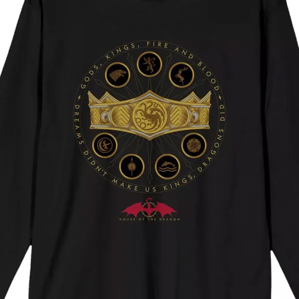 Мужская золотая футболка с длинным рукавом House of the Dragon Licensed Character
