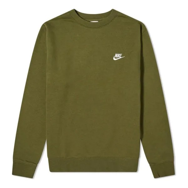 Толстовка Nike Sportswear Club Solid Color Logo Embroidered Round Neck Long Sleeves Green, мультиколор