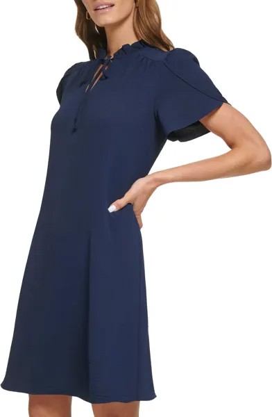 Платье DKNY Envelope Sleeve Ruffled Dress, цвет Spring Navy