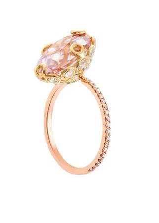 Lito кольцо из розового и желтого золота с бриллиантами и кунцитом