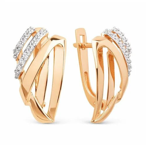 Серьги Яхонт, красное золото, 585 проба, фианит, , бесцветный
