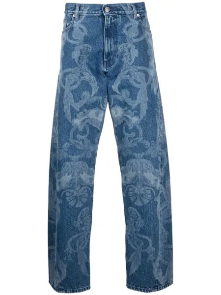 Versace прямые джинсы Silver Baroque, синий