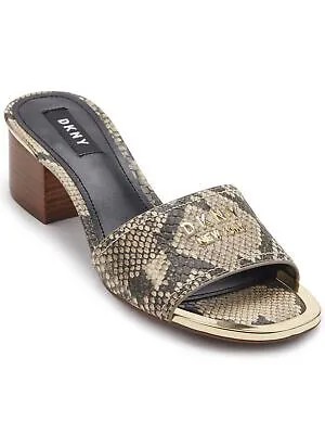 Женские сандалии DKNY Beige Accents Logo Fama Round Toe Block Heel Slip On Sandals 7,5 M