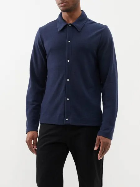 Рубашка-поло brent из смесовой шерсти Officine Générale, синий