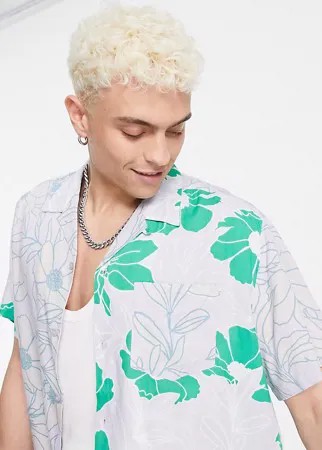 Рубашка с отложным воротником и смешанным растительным принтом Reclaimed Vintage-Multi
